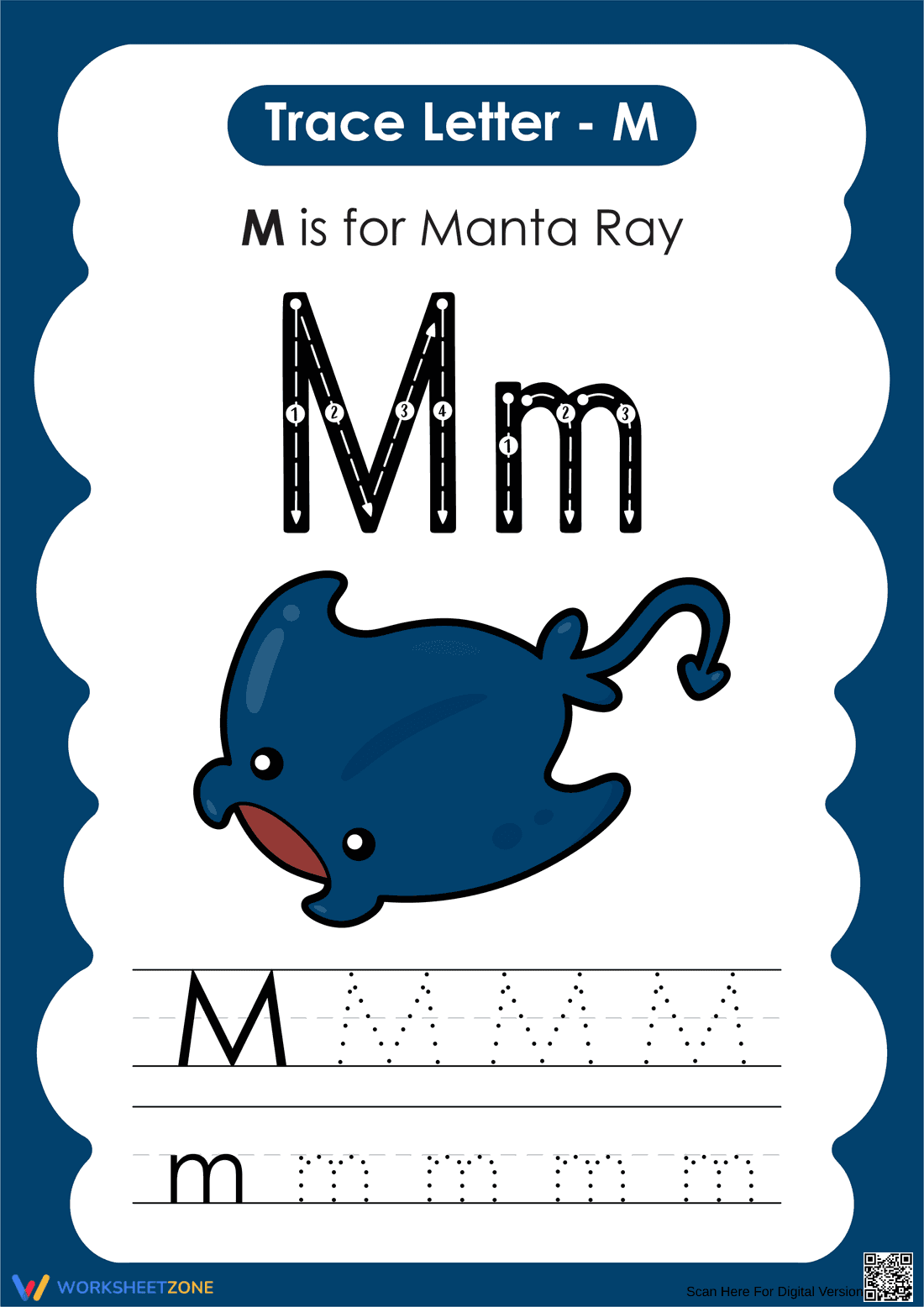 Letter M Tracing Worksheet | Essential Grade K-1 Ready - Page 1