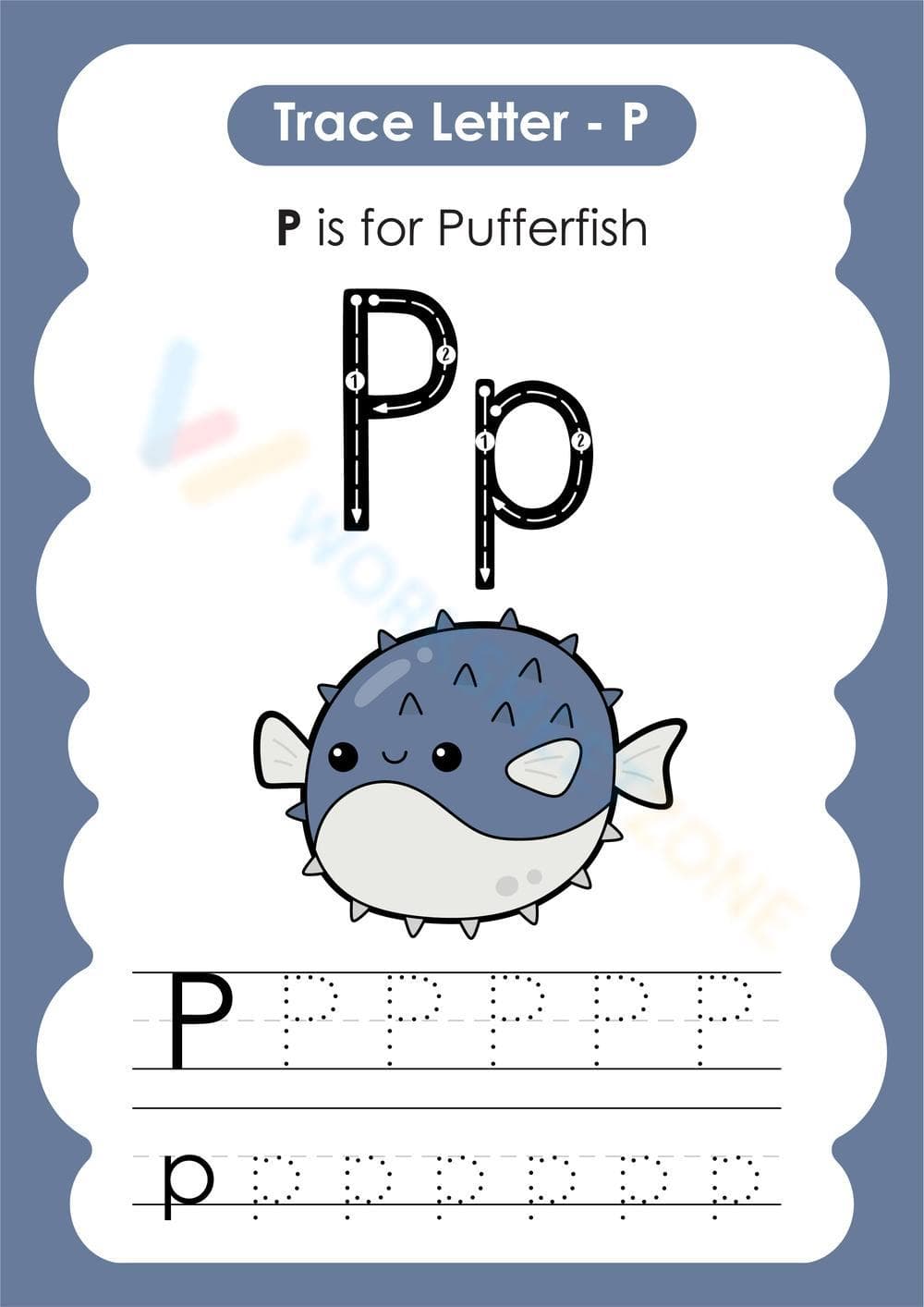 Letter P tracing - Page 1