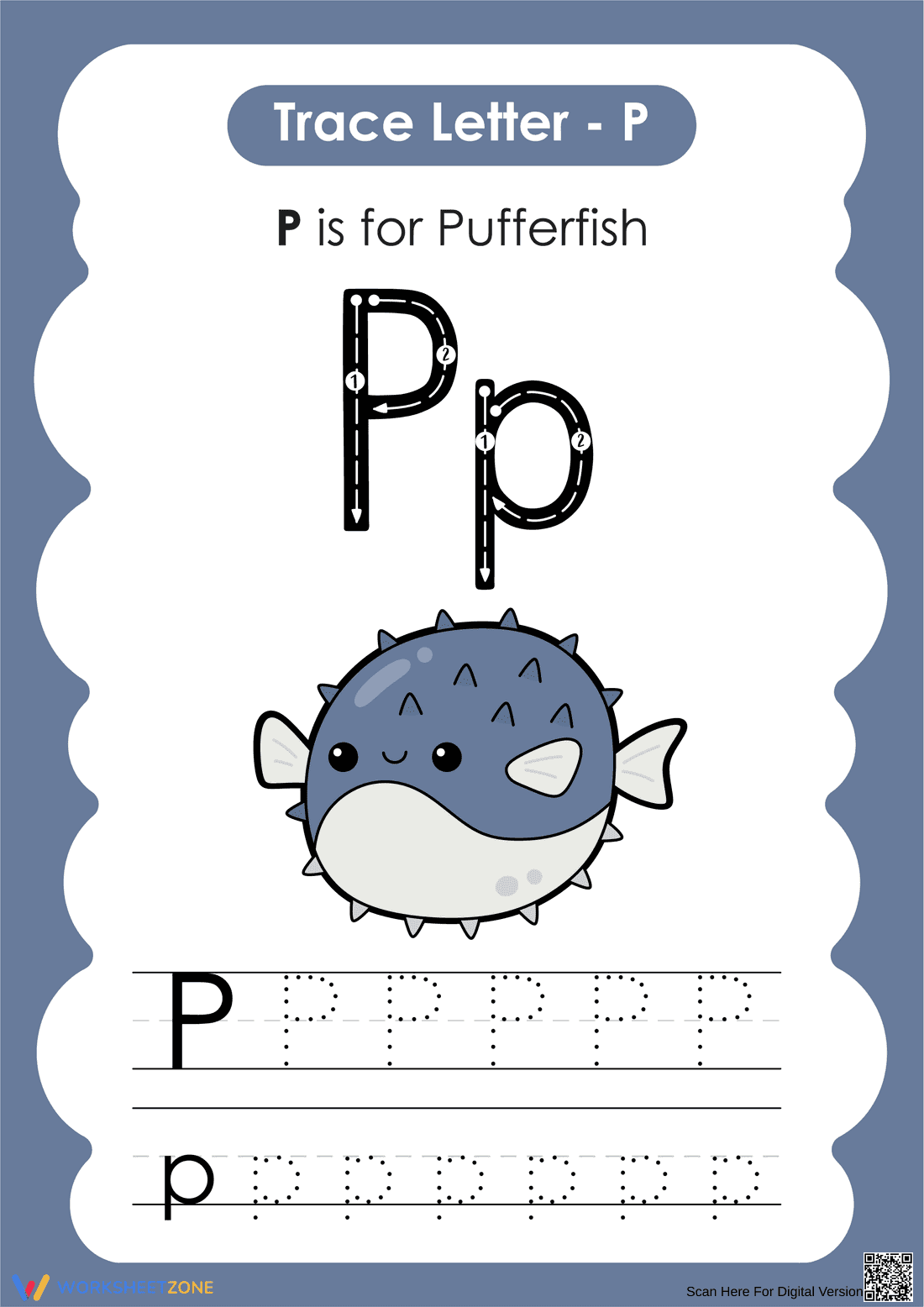 Letter P Tracing Worksheet | Printable Alphabet Activity - Page 1