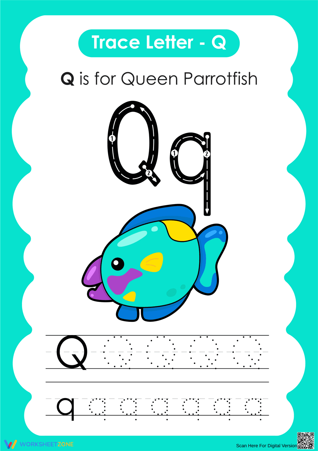 Kindergarten Letter Q Tracing — Printable No-Prep Worksheet - Page 1