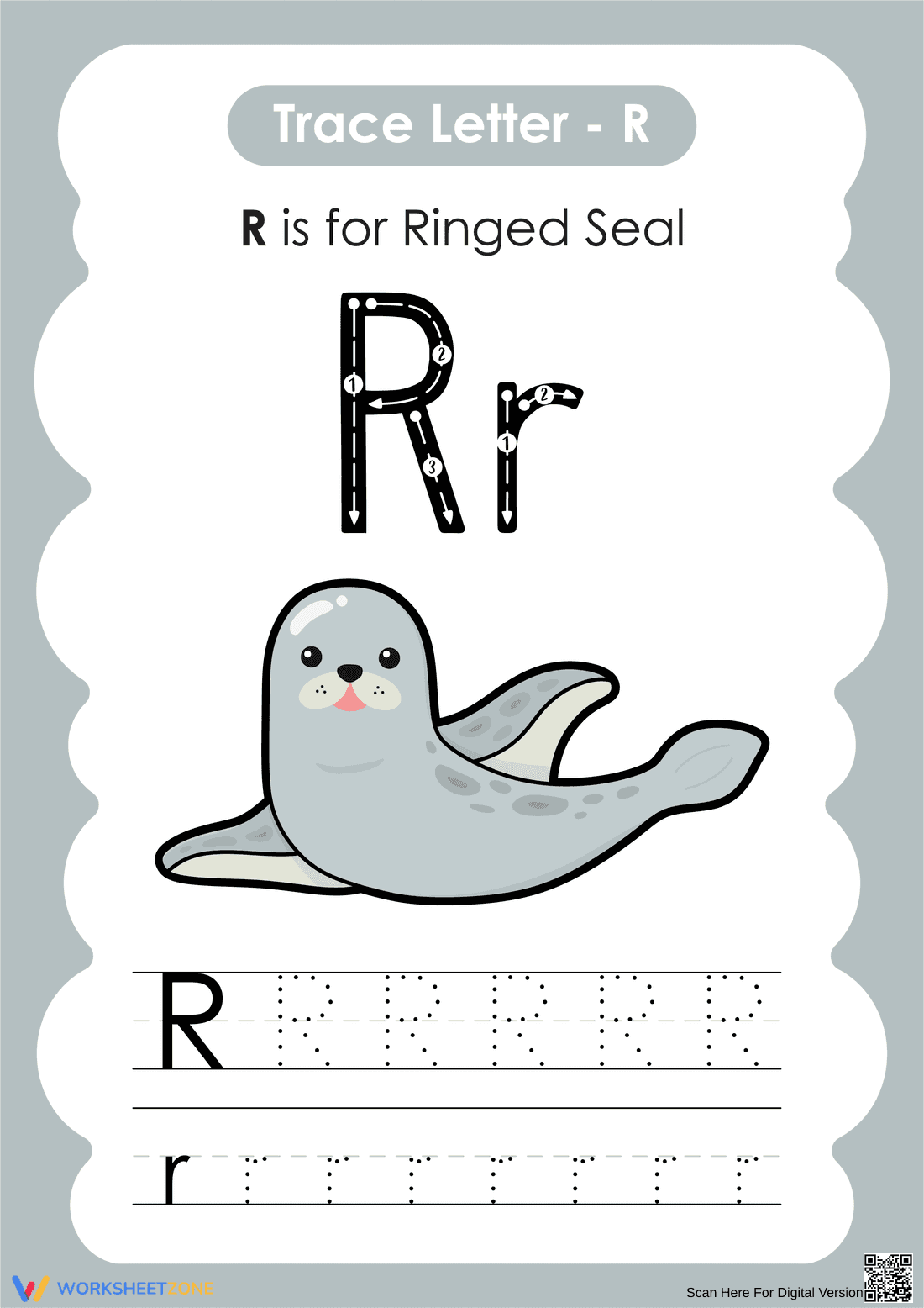Letter R Tracing Worksheet | Essential Grade K Alphabet - Page 1
