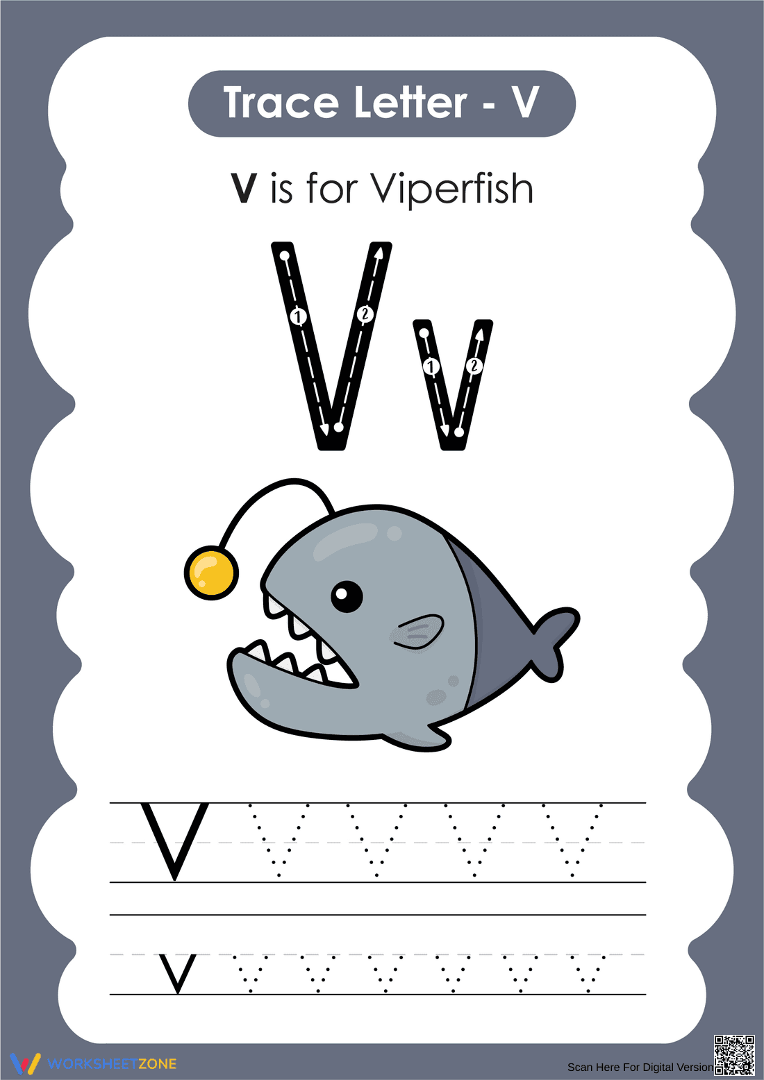 Letter V Tracing Worksheet | Essential Alphabet Practice - Page 1