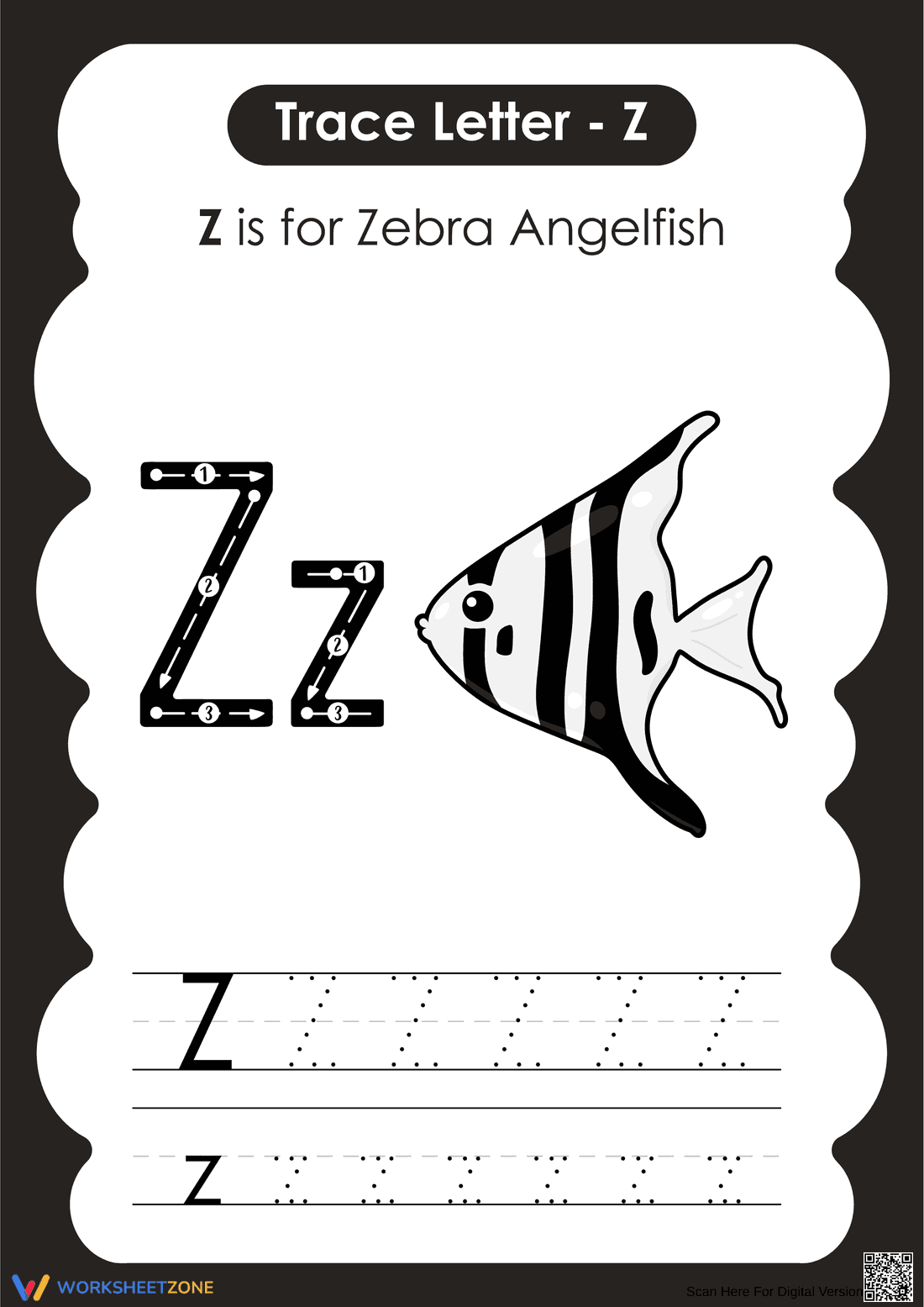 Letter Z Tracing Printable | Grade K ELA - Page 1