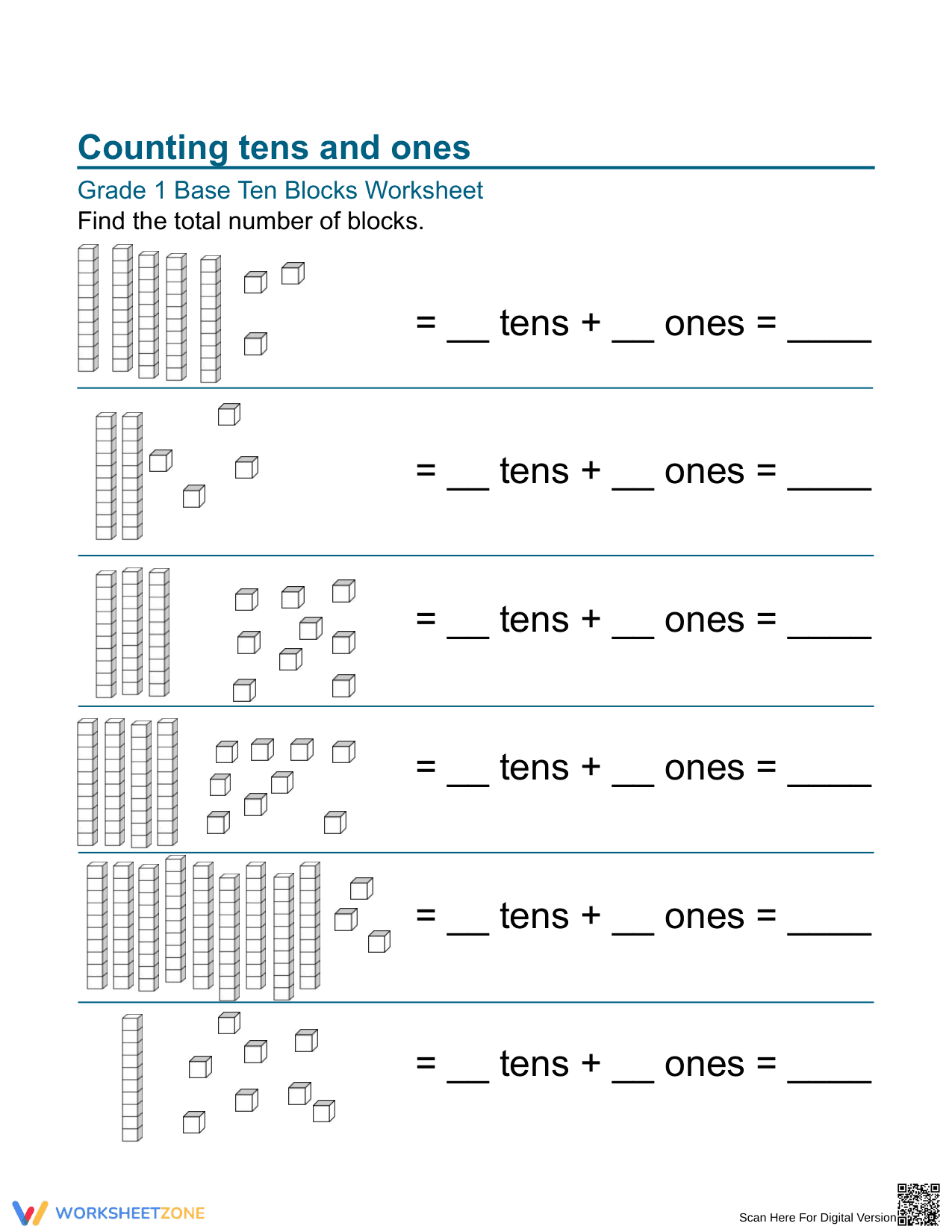 Counting Tens and Ones: Practice Worksheet - Page 1