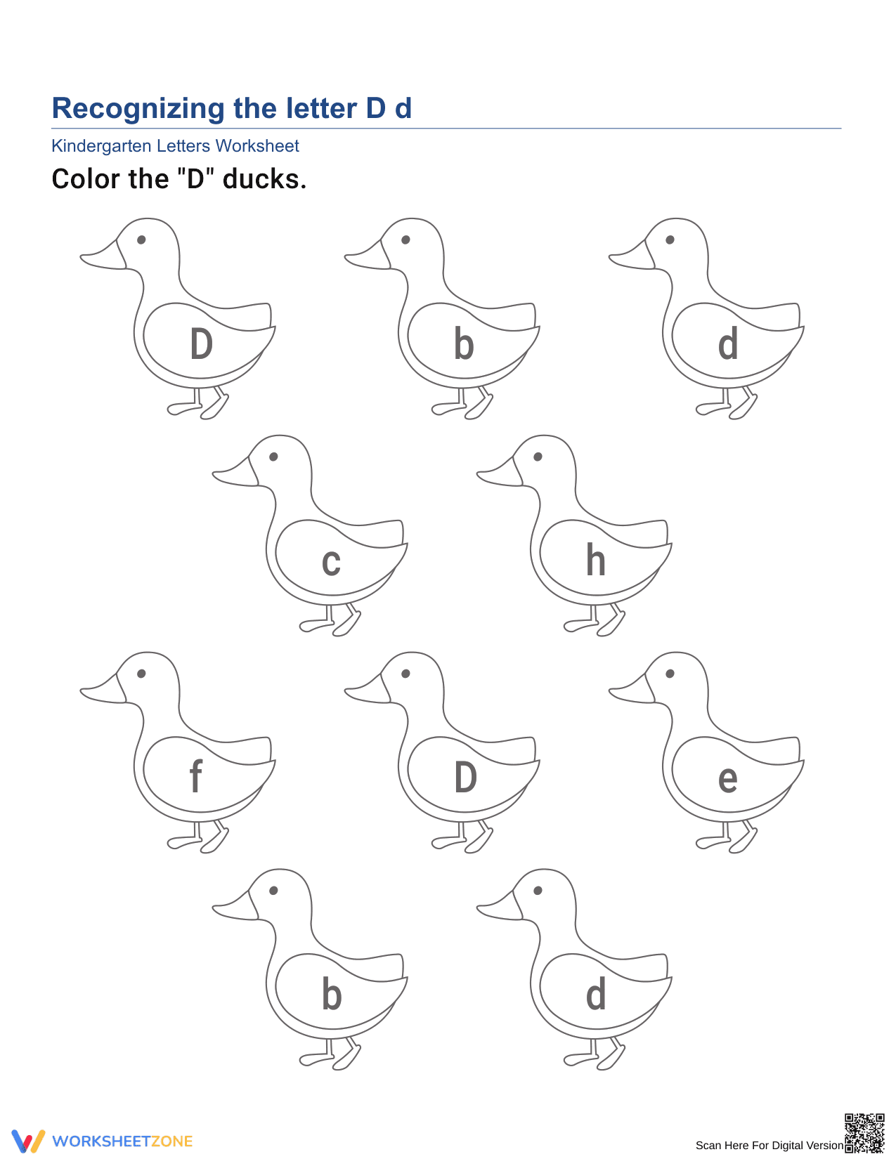 Essential Letter D Recognition Worksheet | Kindergarten - Page 1