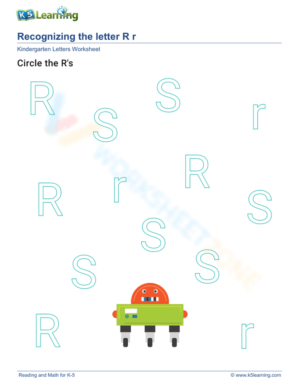 Recognize letter Rr - Page 1