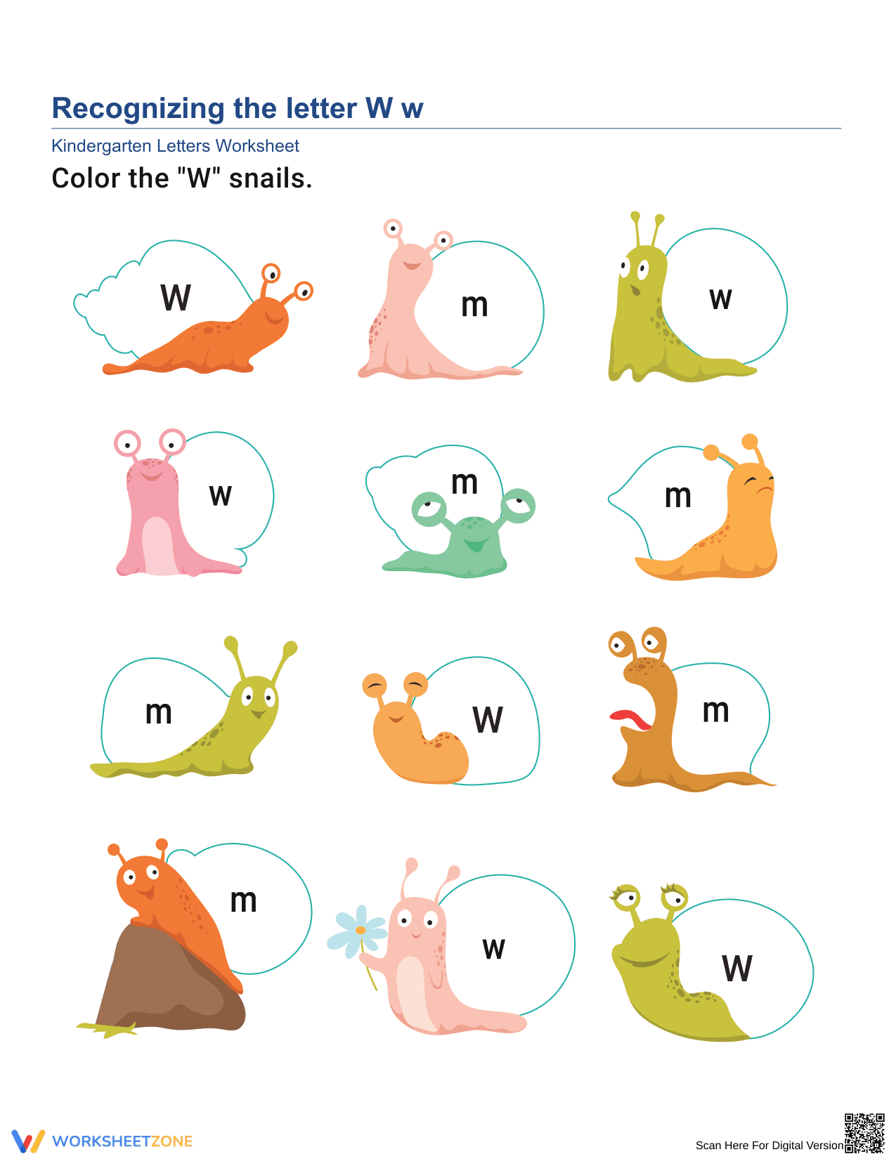 Recognize Letter Ww Worksheet | Essential Kindergarten ELA - Page 1