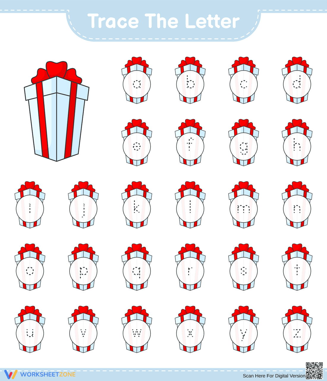 Grade K Alphabet Tracing — Printable No-Prep Worksheet - Page 1