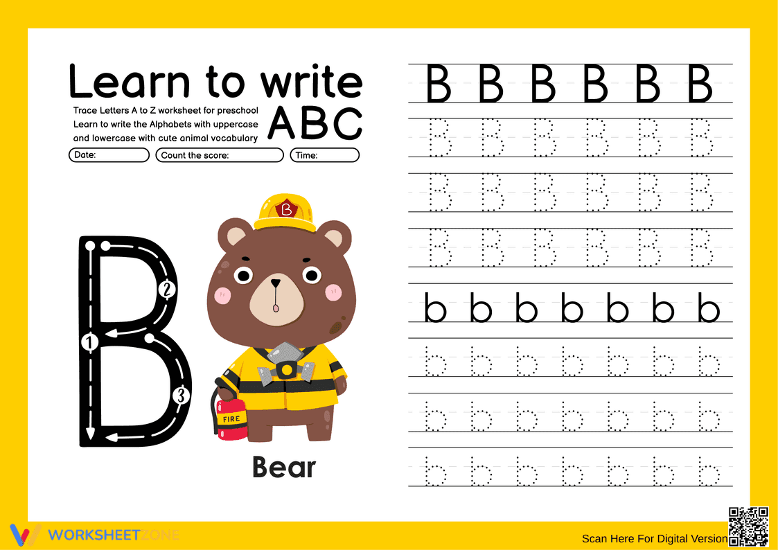 Letter B Tracing Worksheet | Essential Grade K ELA - Page 1