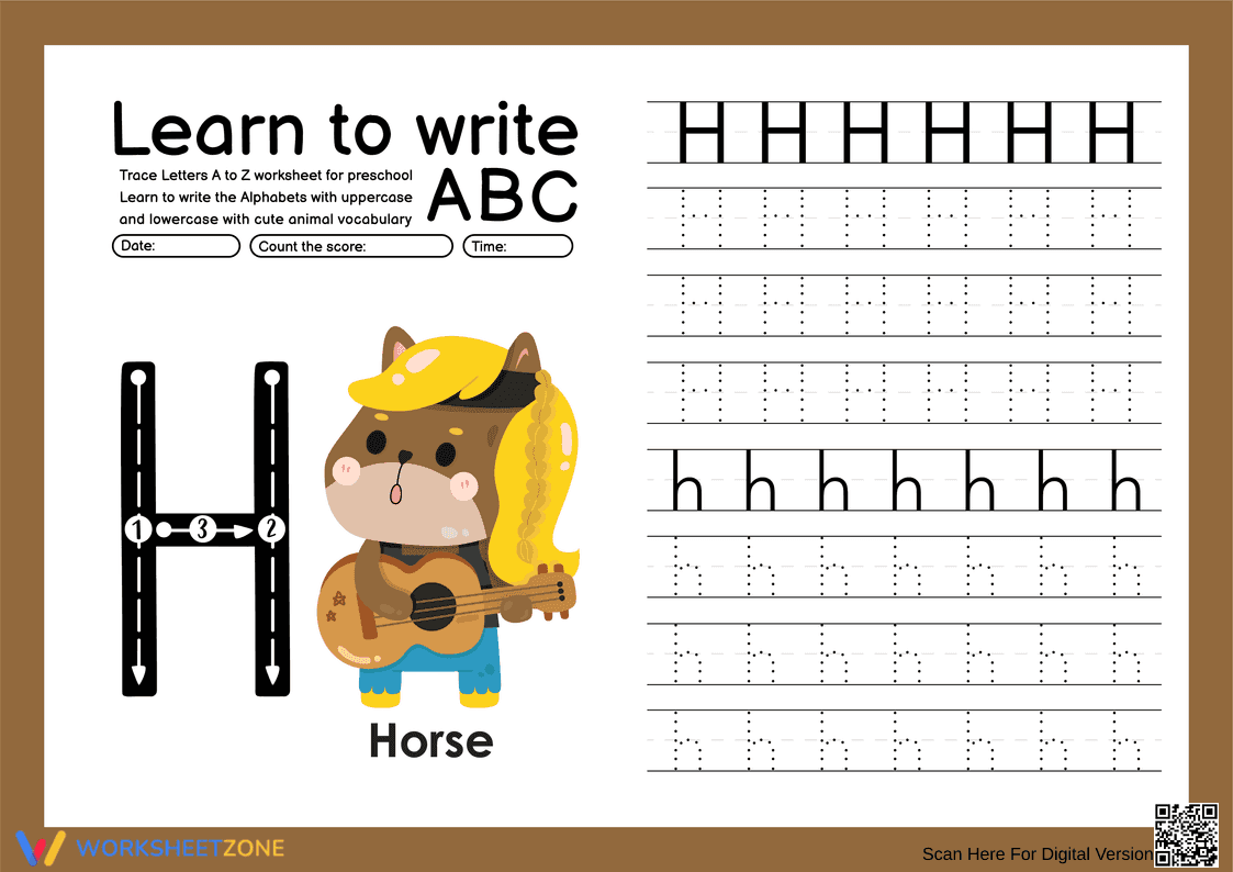 Letter H Writing Practice | Essential Kindergarten Worksheet - Page 1