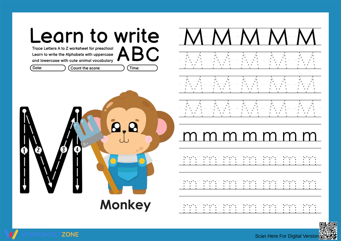 Learn to Write Letter M Worksheet | Essential Grade K Ready - Page 1
