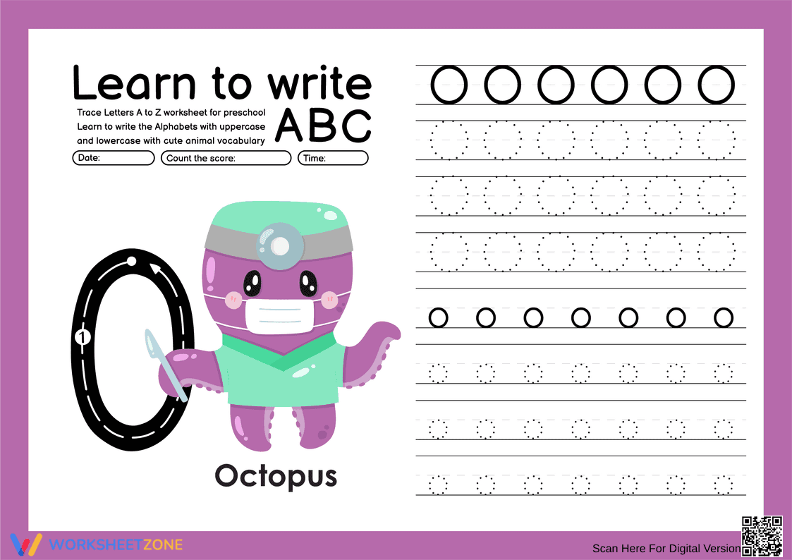 Letter O Tracing Worksheet | Printable Kindergarten ELA - Page 1