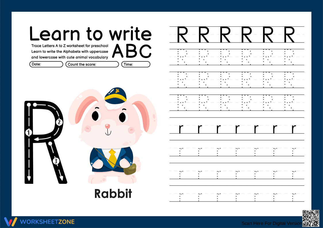 Letter R Tracing Worksheet | Printable Grade K ELA - Page 1