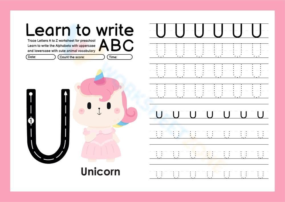 Learn to write U - Page 1