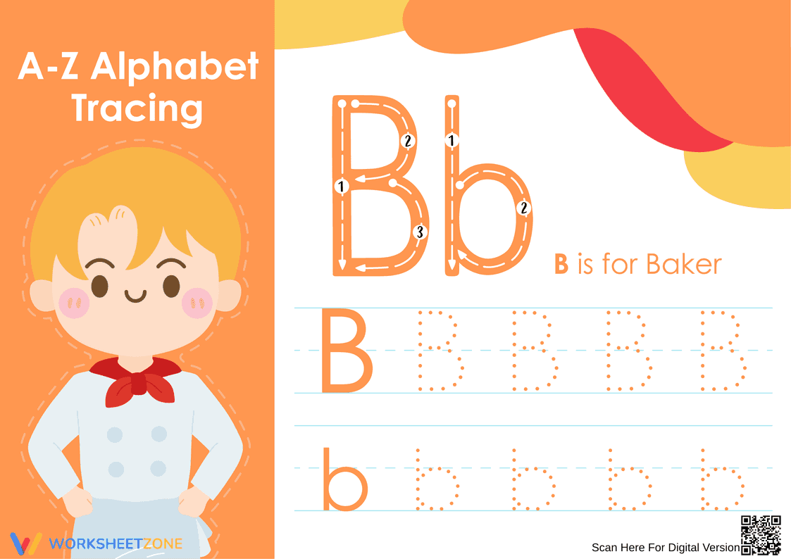 Letter B Tracing Worksheet | Essential Grade K ELA - Page 1