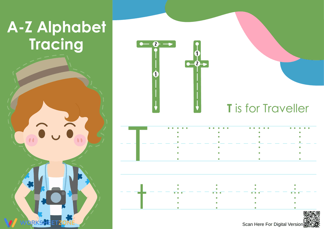 Letter T Tracing Worksheet | Printable PreK-K ELA - Page 1