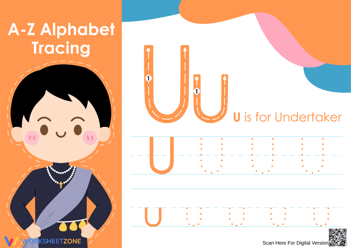 Letter U Tracing Worksheet | Essential Kindergarten Ready - Page 1
