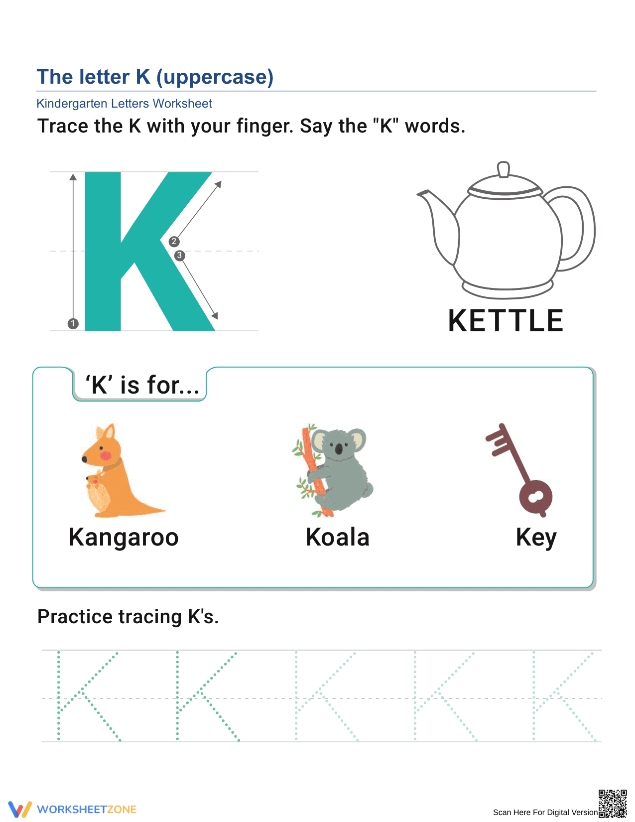 Uppercase Letter K Printable | Kindergarten ELA - Page 1