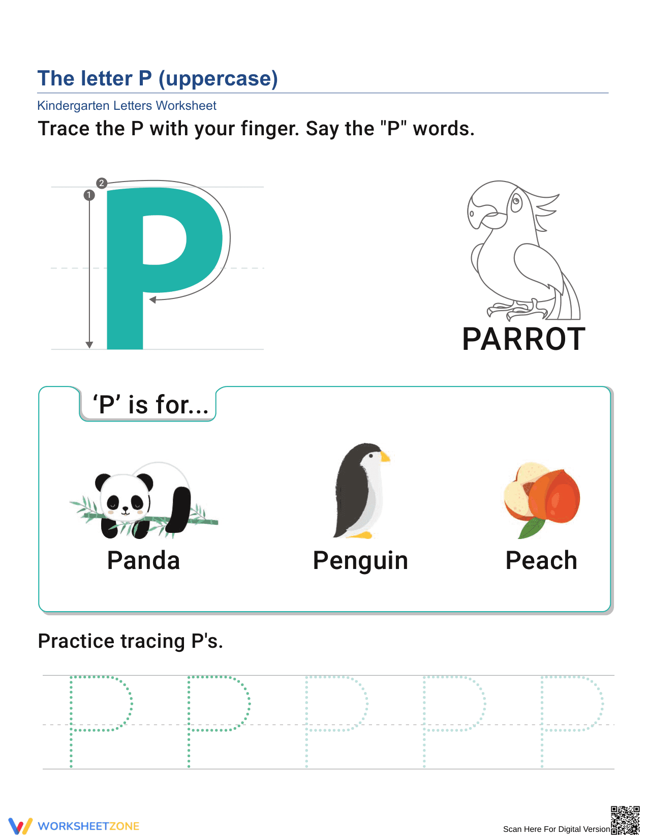 Uppercase Letter P Worksheet - Page 1