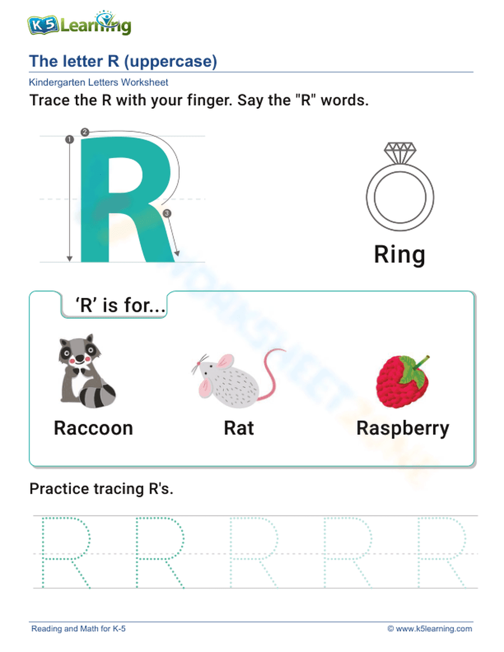 Uppercase Letter R: A Practice Worksheet - Page 1