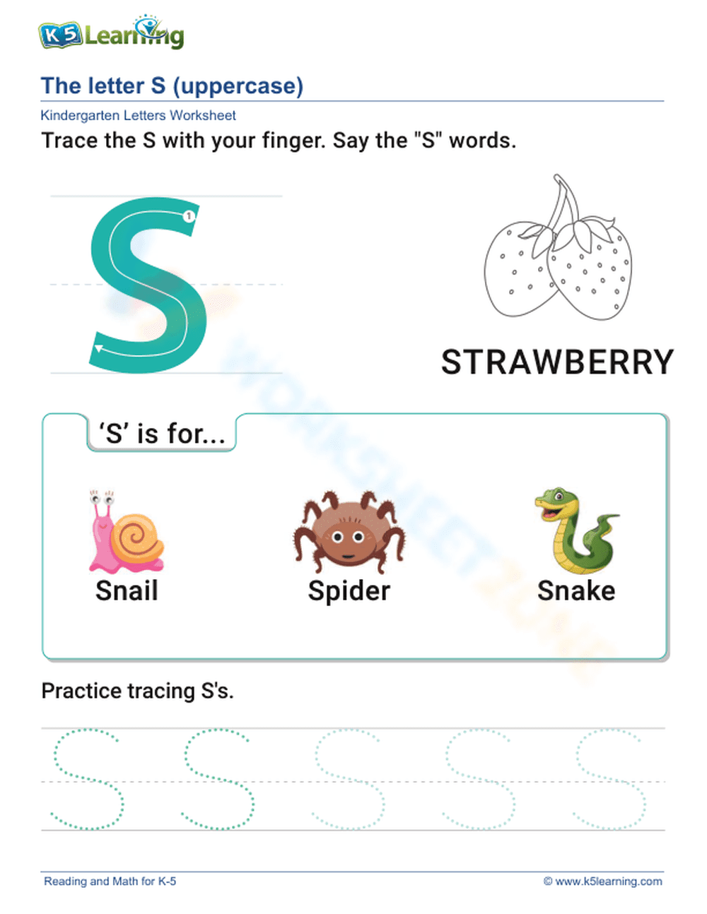 Worksheet for Practicing Letter S (Uppercase) - Page 1