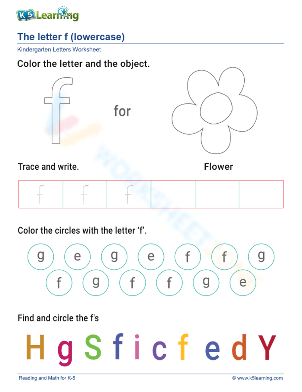 Lowercase Letter f - Page 1