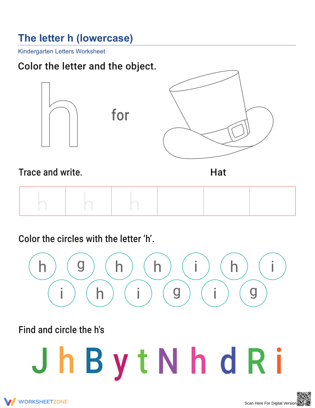 Lowercase Letter h Worksheet | Essential Kindergarten ELA - Page 1