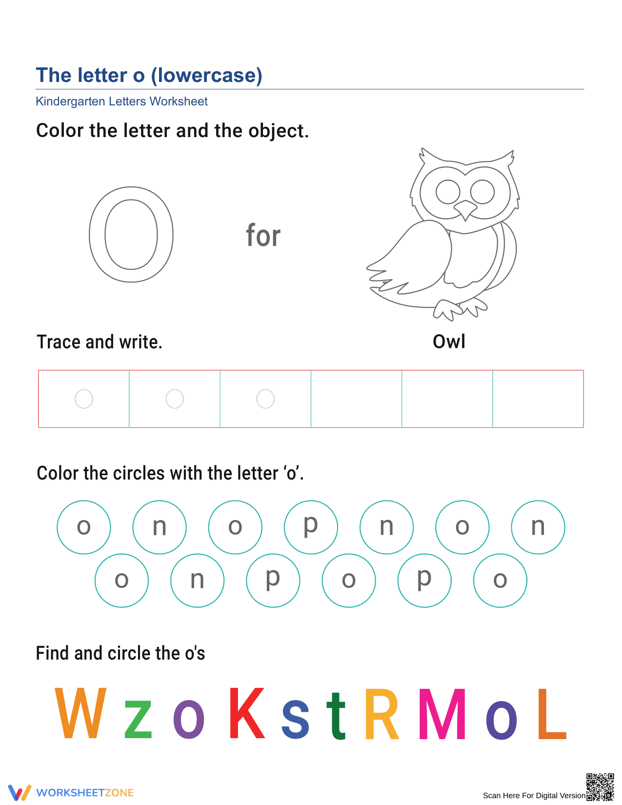 Lowercase Letter o Worksheet | Kindergarten Essential - Page 1