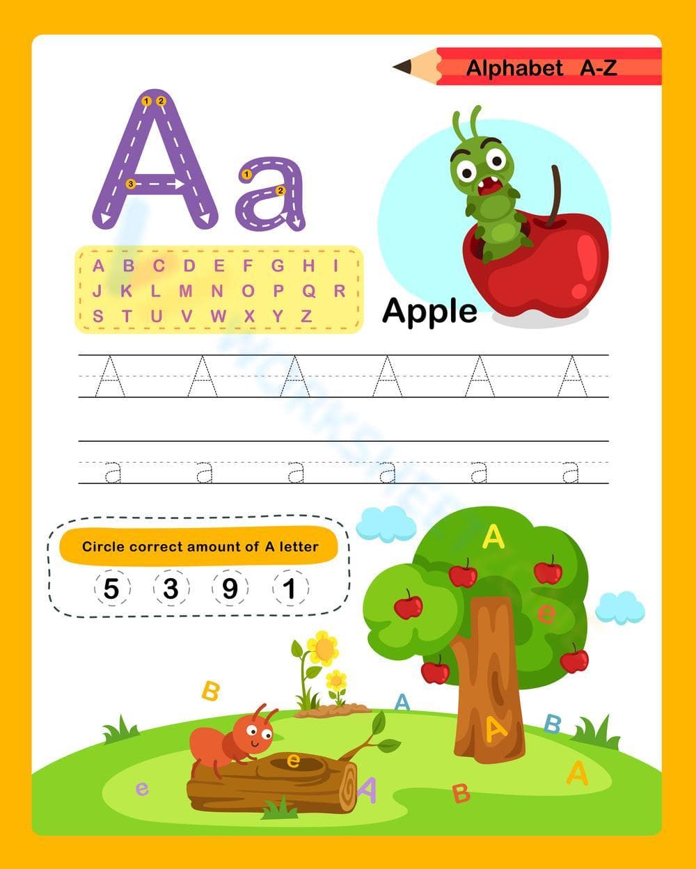 Printable Letter A Worksheet | Grade K ELA - Page 1