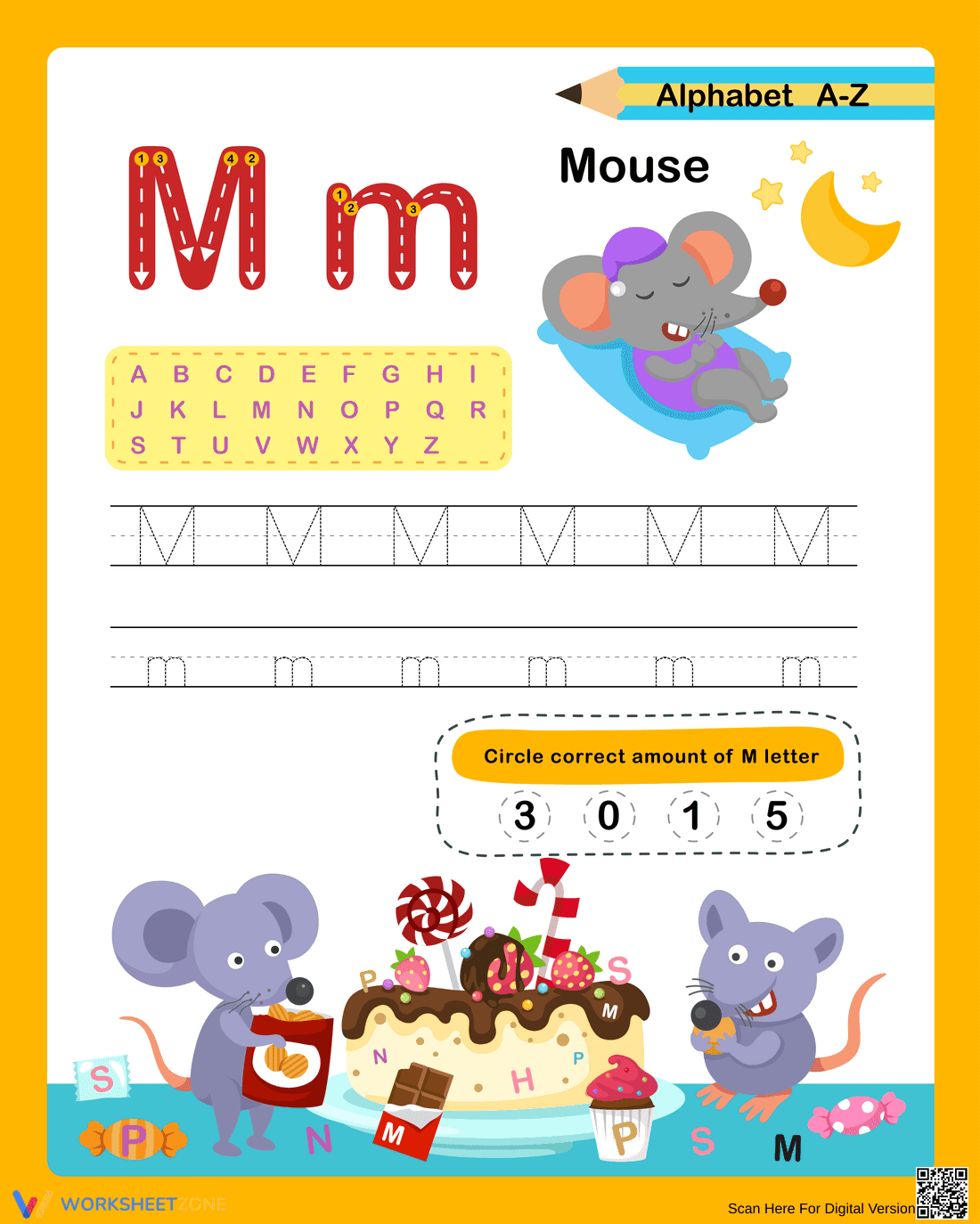 Letter M Printable Worksheet | Grade K ELA - Page 1