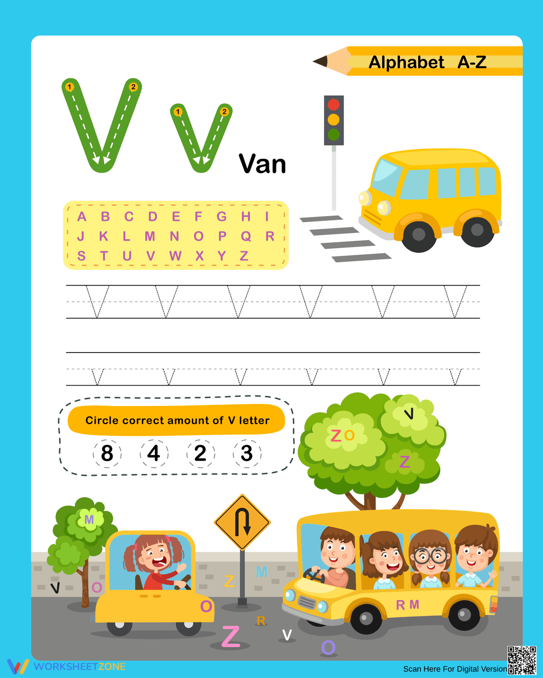 Letter V Alphabet Worksheet | Grade K Printable - Page 1