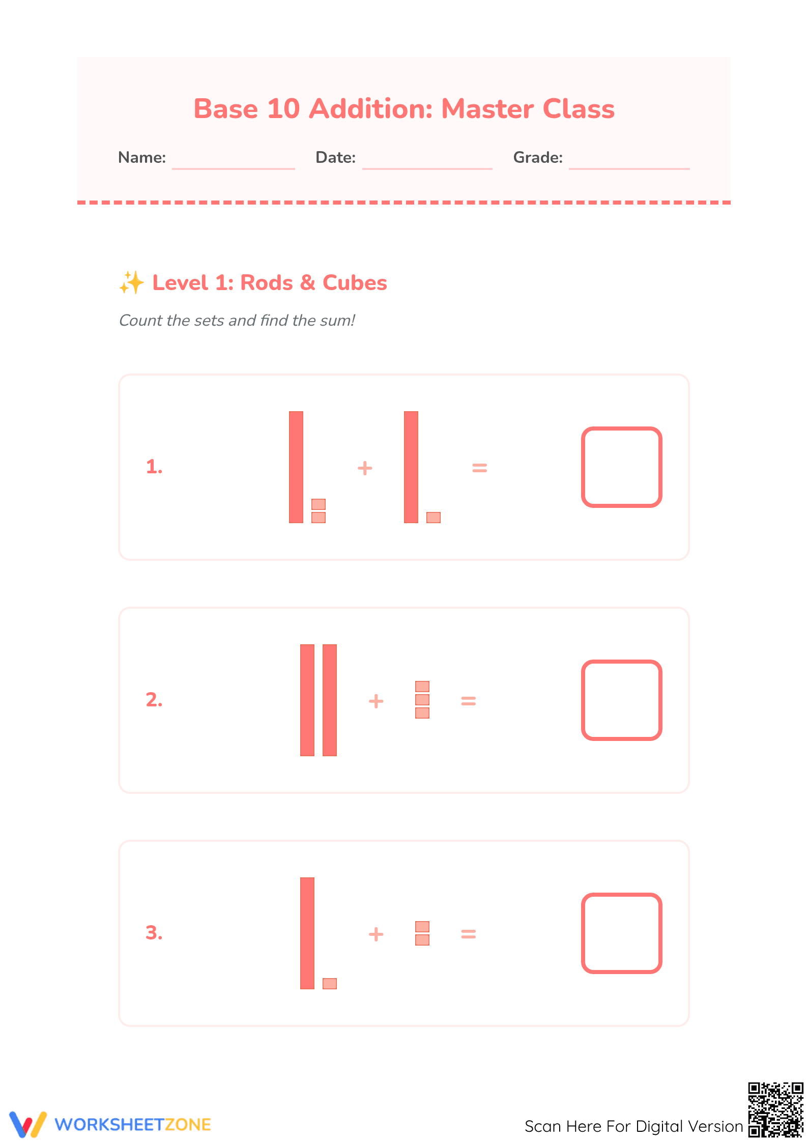 Printable Base 10 Addition Worksheet | Grade 1-2 Math - Page 1