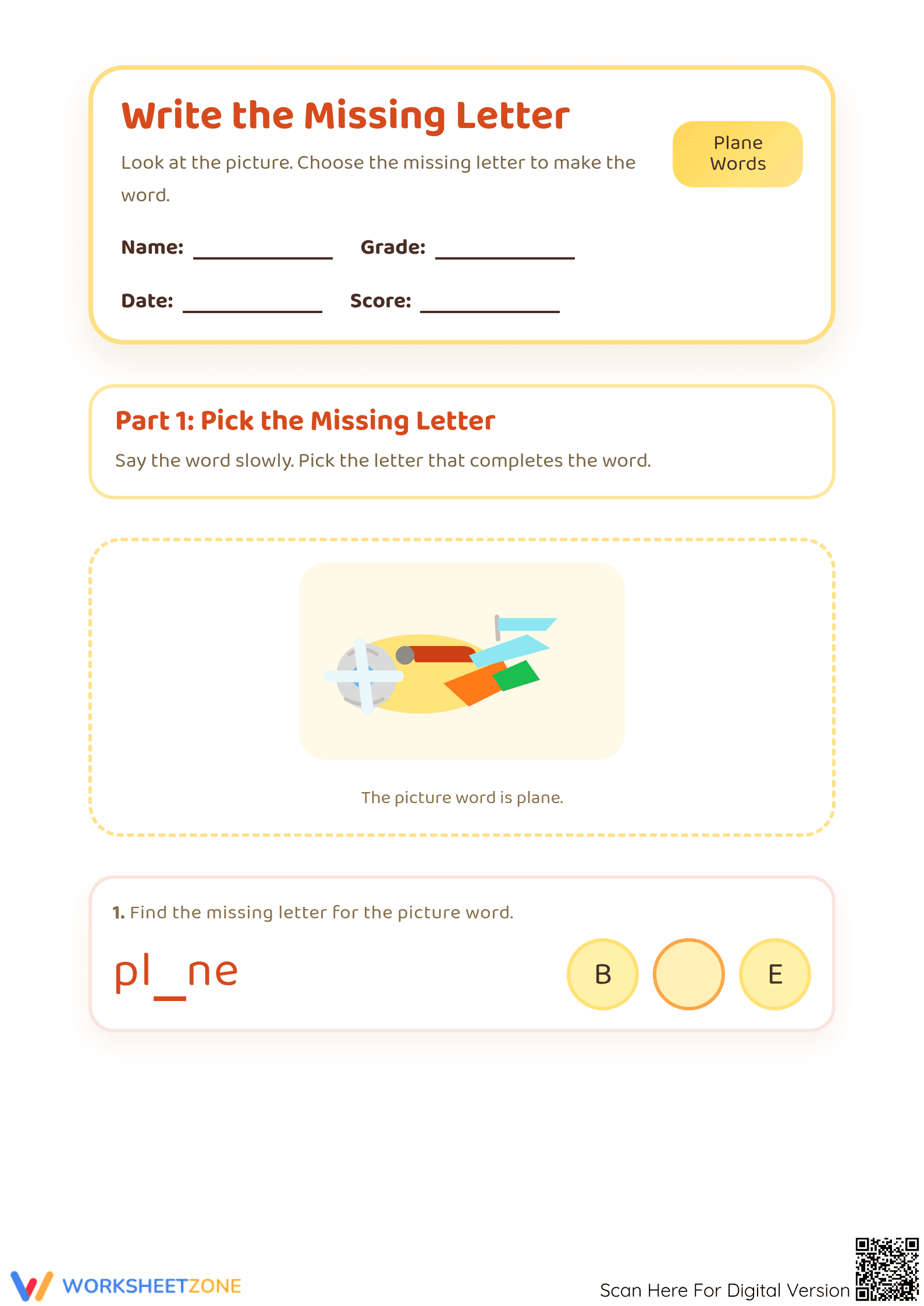 Printable Beginning Sounds Worksheet | Grade K-1 ELA - Page 1