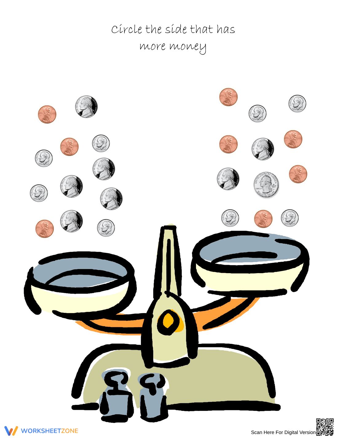 Printable Comparing Money Worksheet | Grade 2 - Page 1