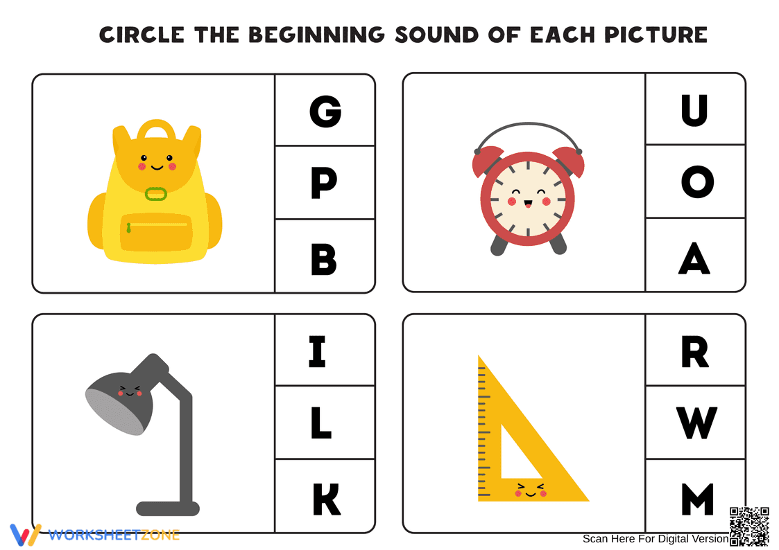 Beginning Sounds Printable | Grade K No-Prep Worksheet - Page 1