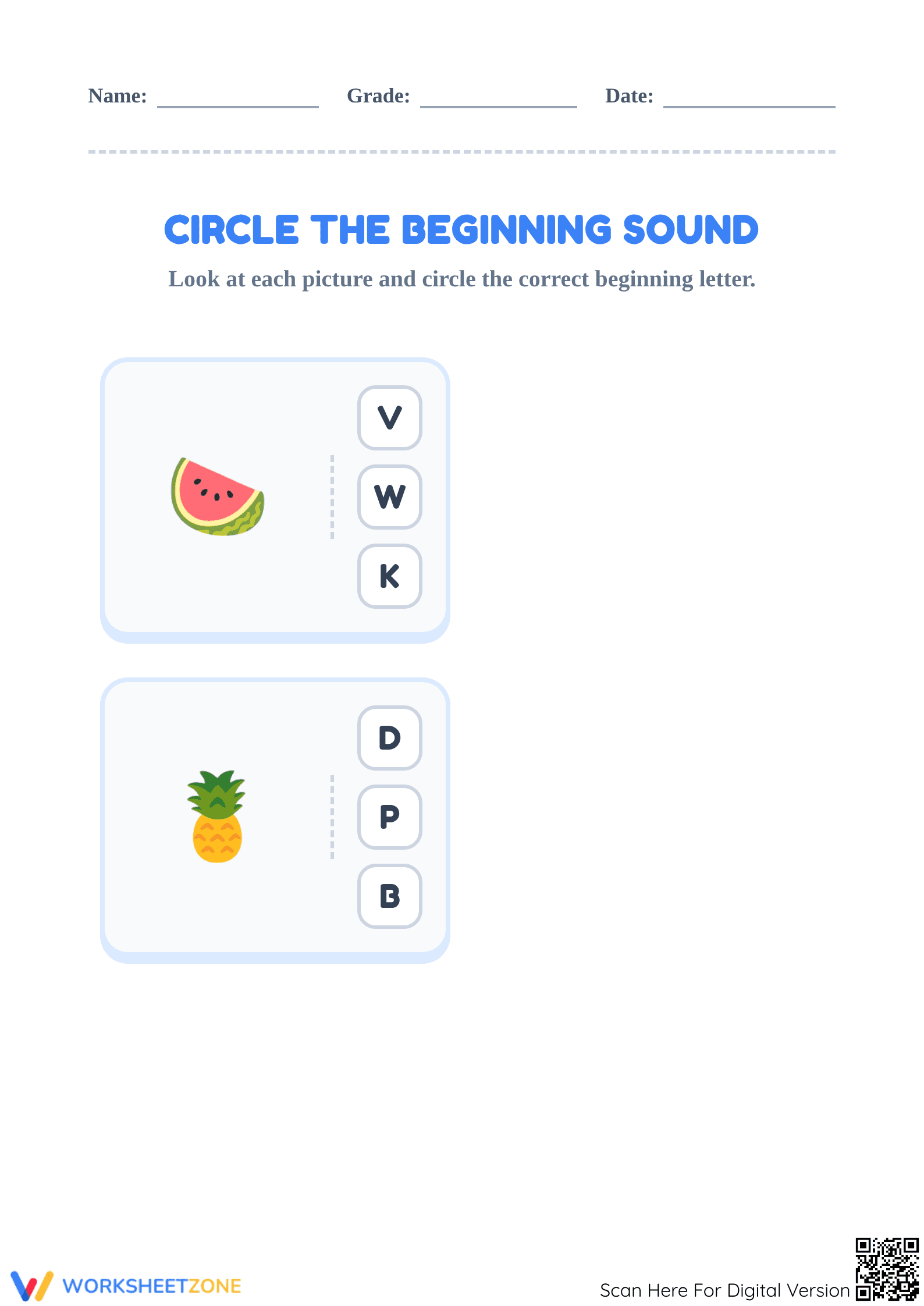 Beginning Sounds Worksheet | Kindergarten ELA Essential - Page 1