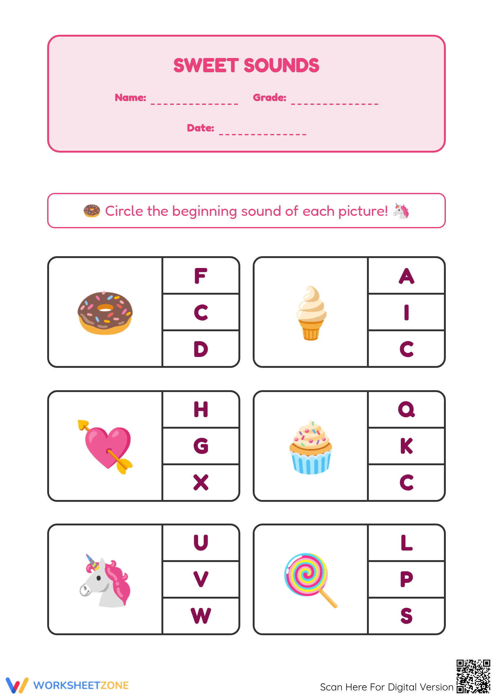 Essential Beginning Sounds Worksheet | Kindergarten ELA - Page 1
