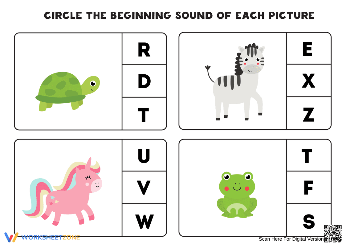 Beginning Sounds Worksheet | Essential Grade K Phonics - Page 1