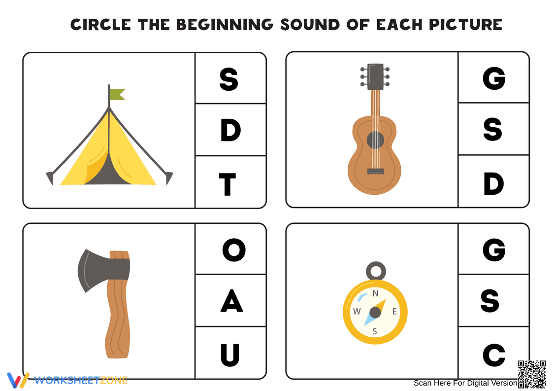 Beginning Sounds Worksheet | Grade K-1 Essential - Page 1