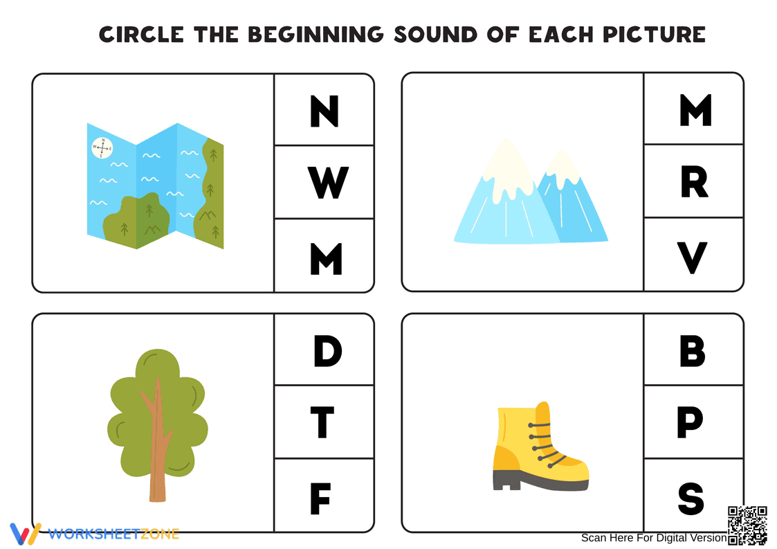 Beginning Sounds Printable Worksheet | Kindergarten ELA - Page 1