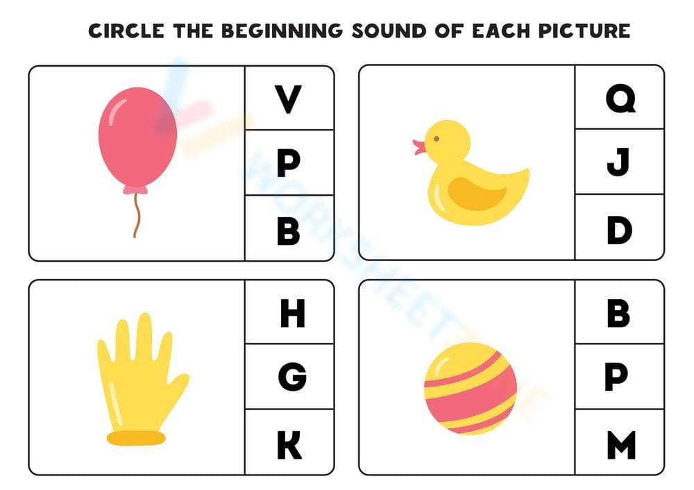 Beginning Sounds Worksheet | Essential Kindergarten Phonics - Page 1