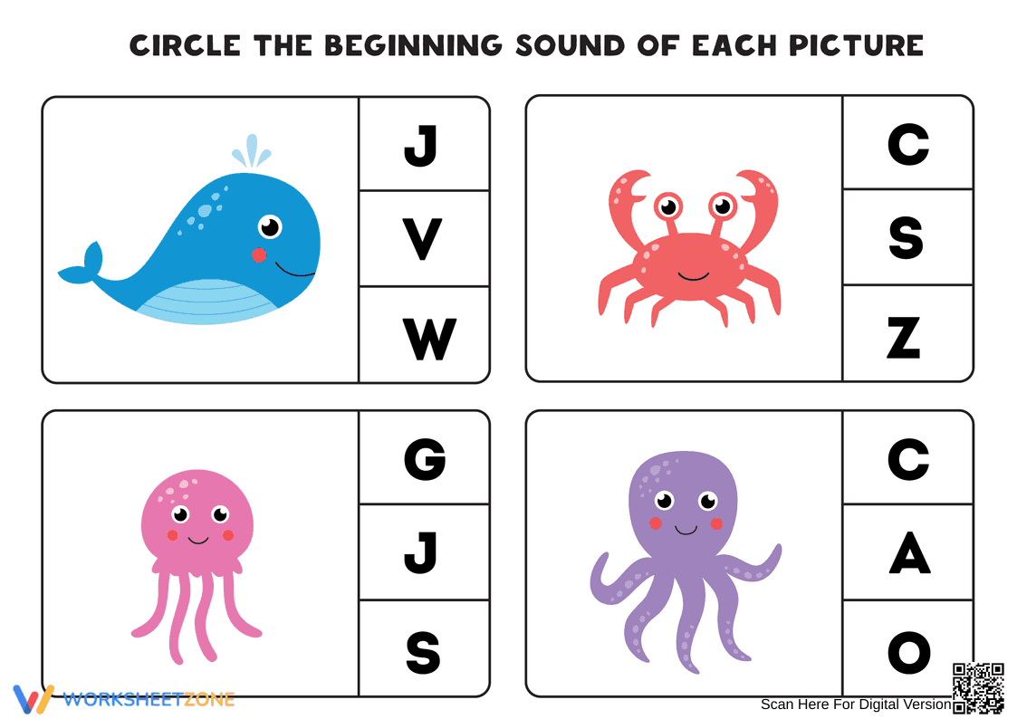 Beginning Sounds Worksheet | Grade K Essential - Page 1