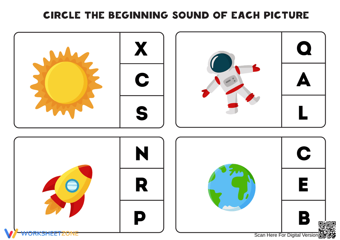 Beginning Sounds Phonics Worksheet | Essential Grade K-1 - Page 1
