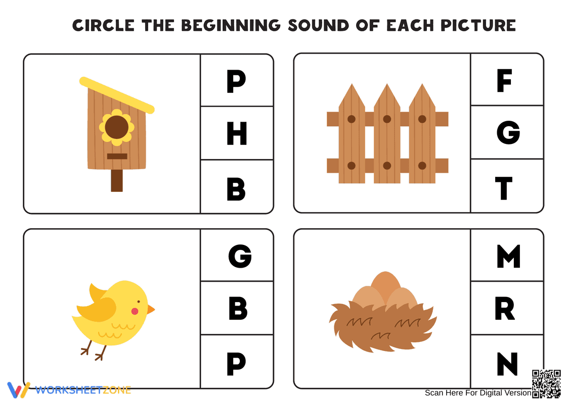 Beginning Sounds Worksheet | Essential Kindergarten ELA - Page 1