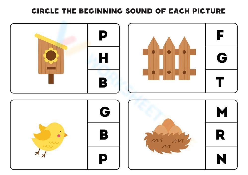Beginning Sounds Worksheet | Essential Kindergarten ELA - Page 1