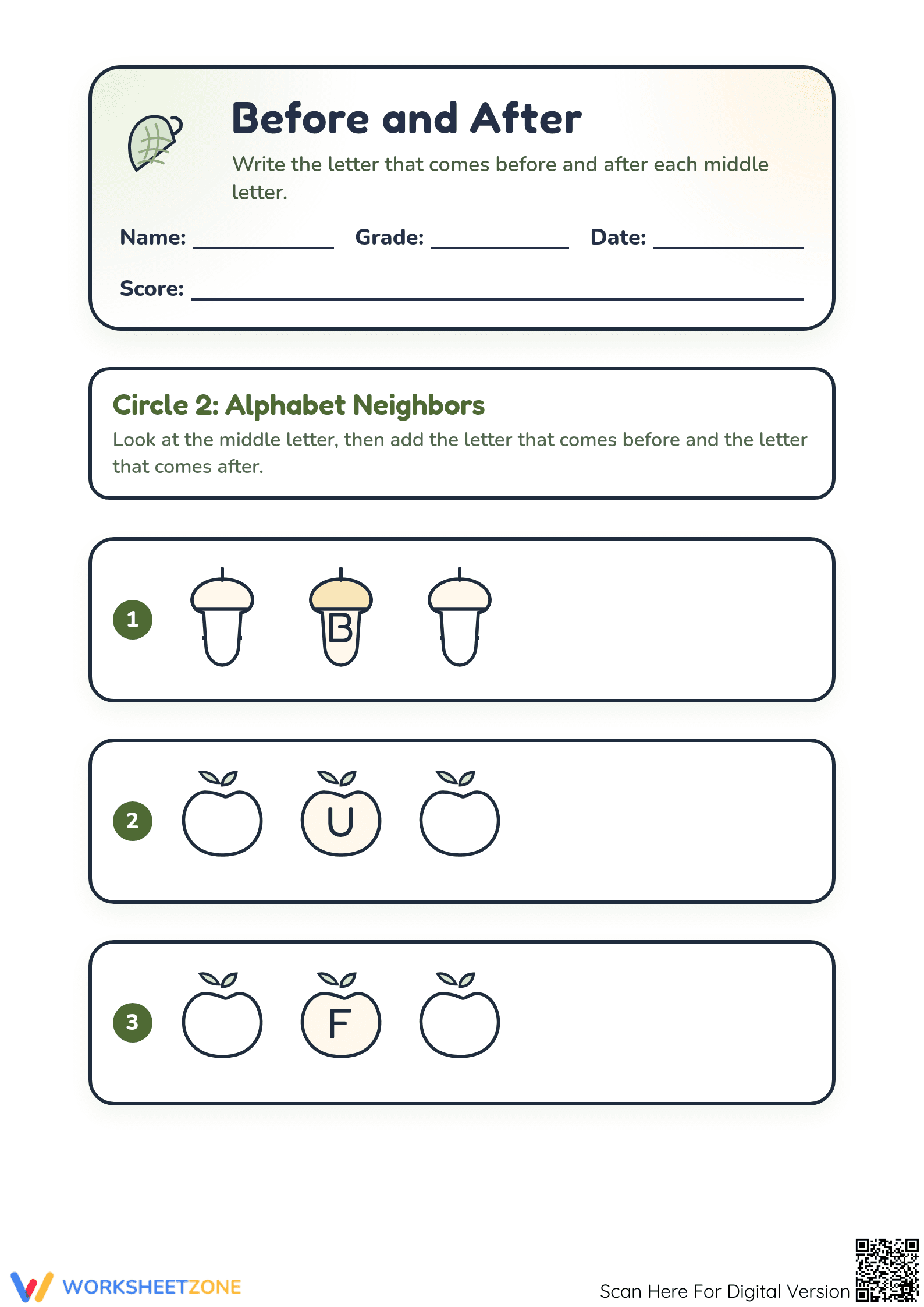 Alphabetical Order Worksheet | Grade Preschool Printable - Page 1