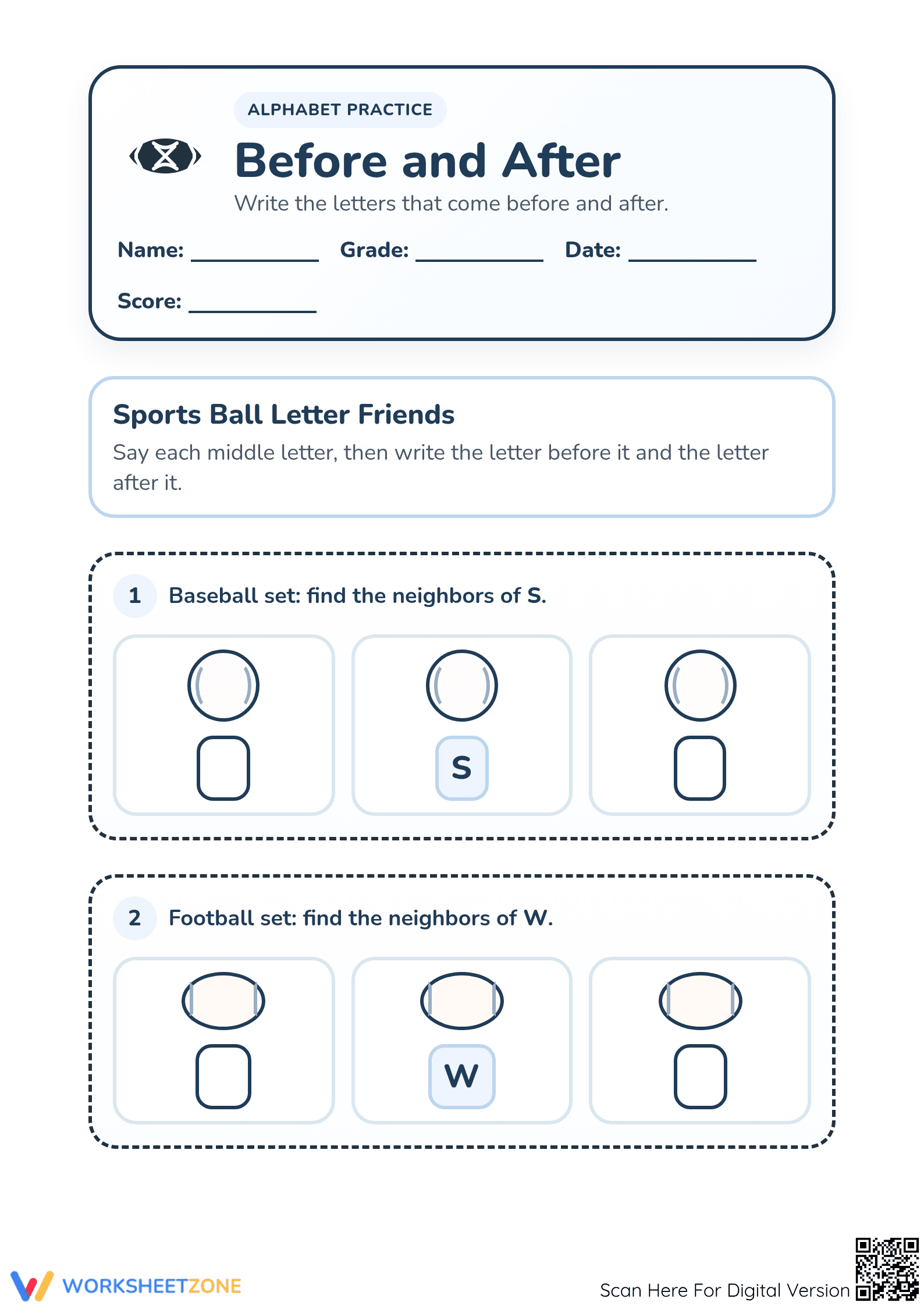 Before and After Alphabet Practice | Essential Preschool ELA - Page 1