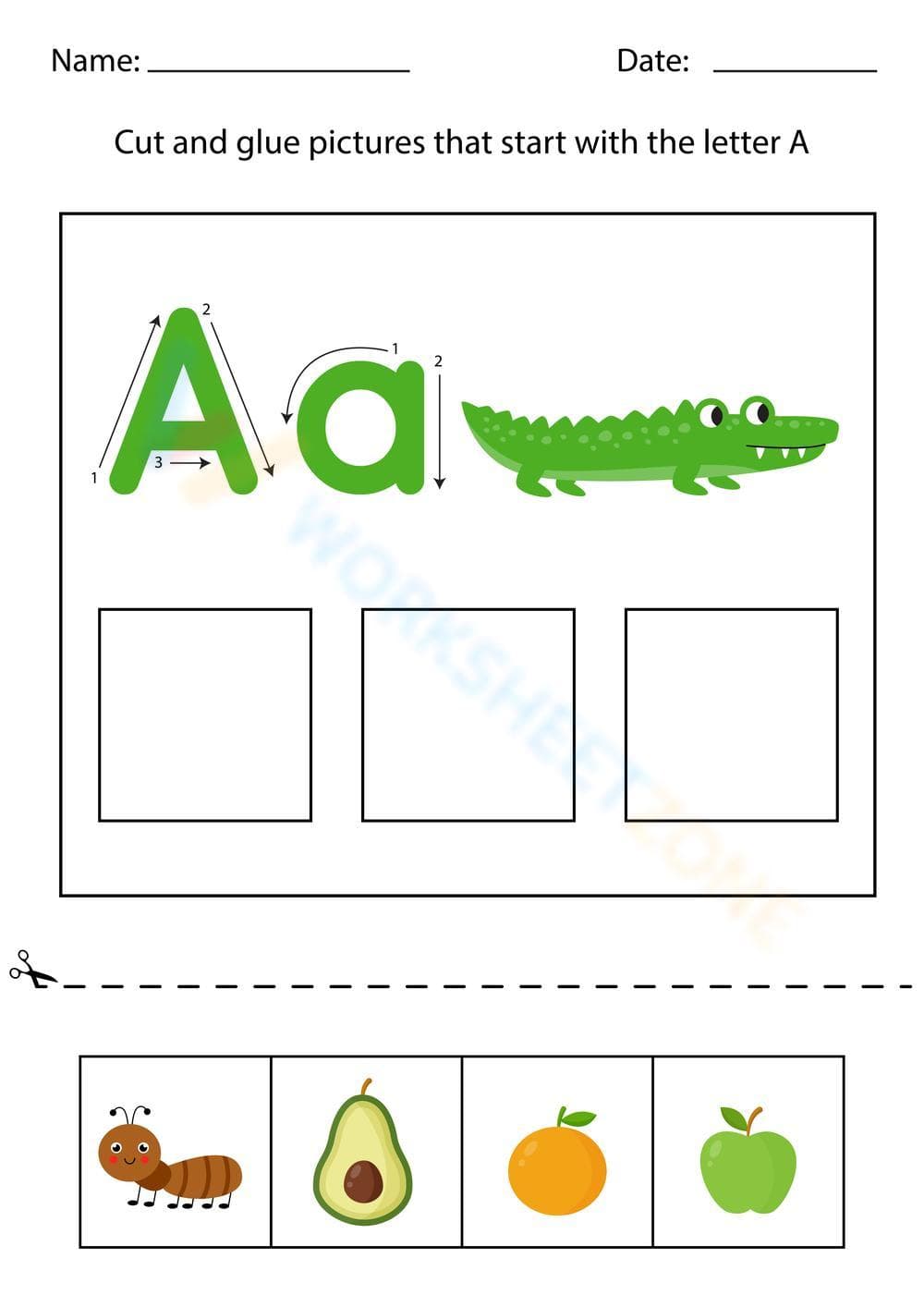 Letter A Beginning Sounds Worksheet | Essential Phonics - Page 1