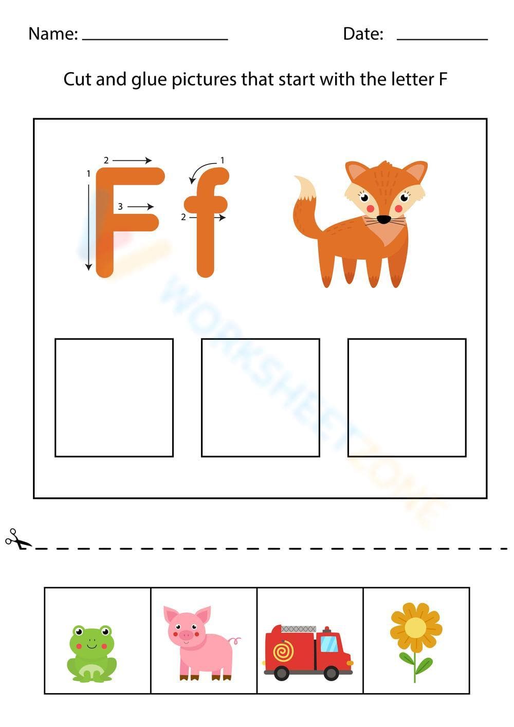 Printable Letter F Activity Worksheet for Kindergarten - Page 1