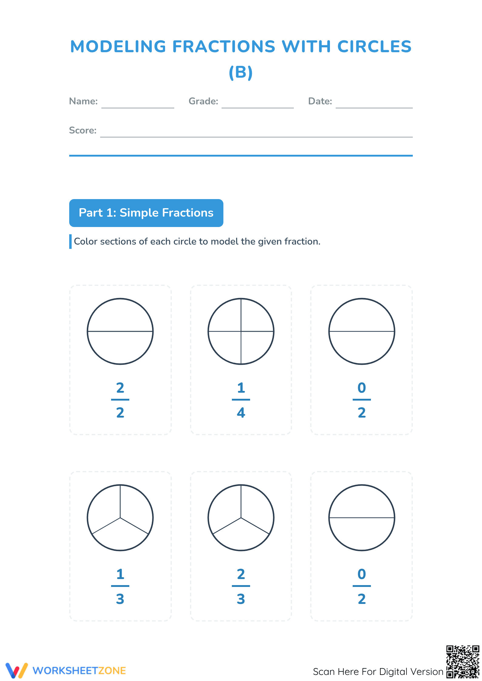 Essential Modeling Fractions with Circles | Grade 3-5 Math - Page 1